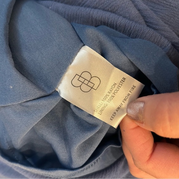 Baltic Born Blue V Neck Flutter Ruffle Short Sleeve Side Slit Midi Maxi Dress Lg - Picture 7 of 8